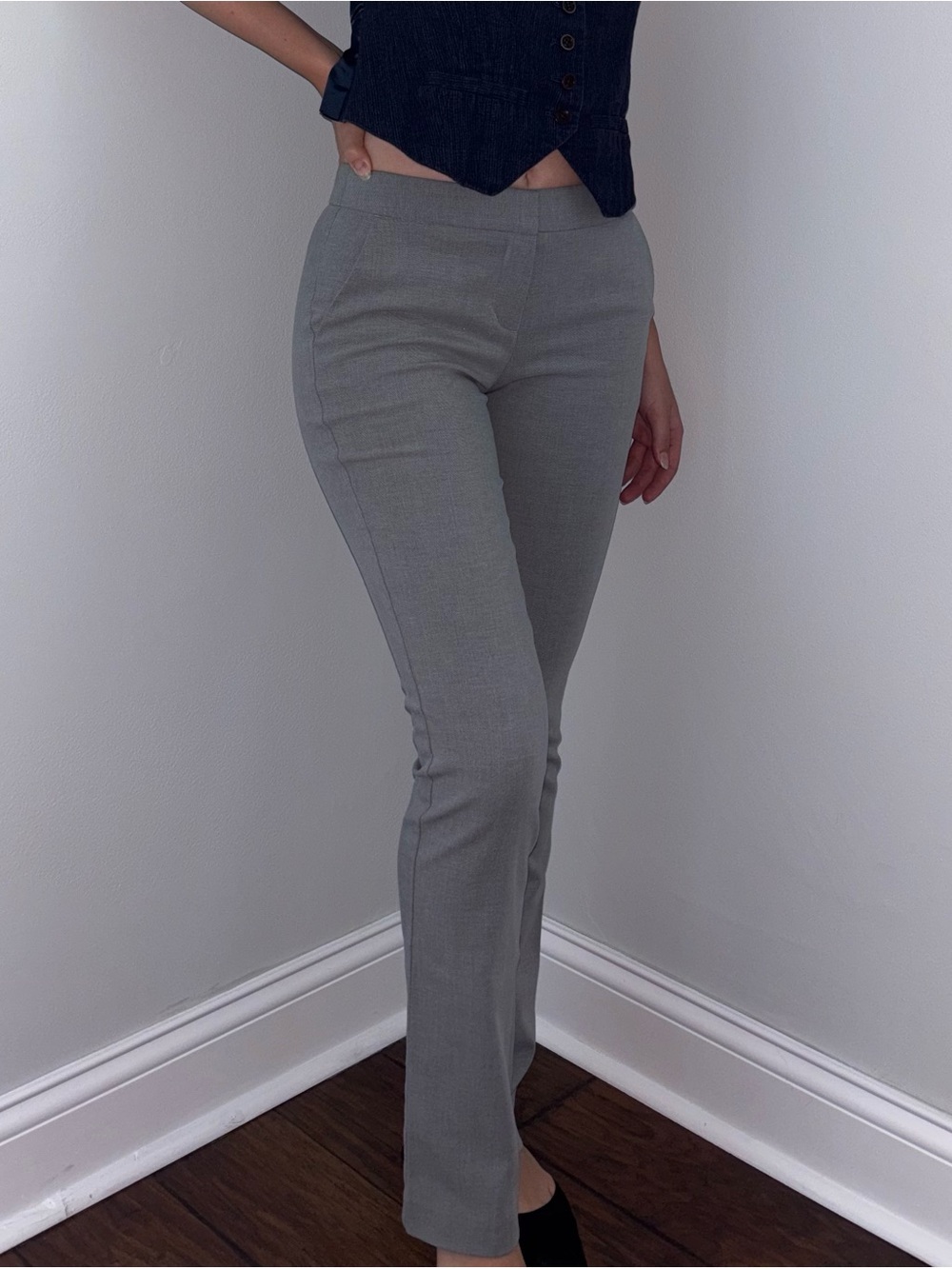Express Light Gray Slim Trousers for Women